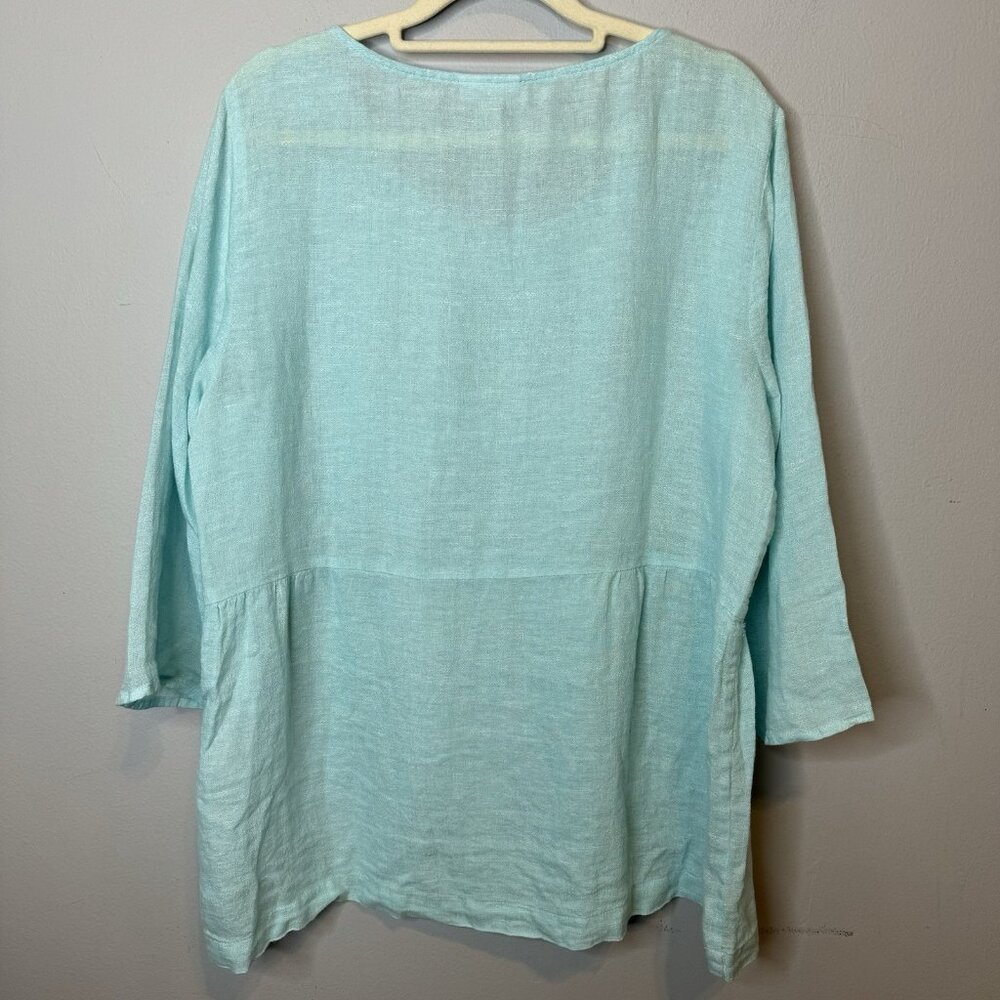Purejill Medium Linen Top Blue Lagenlook Lightweight Breathable Women’s M Tunic - Picture 2 of 4